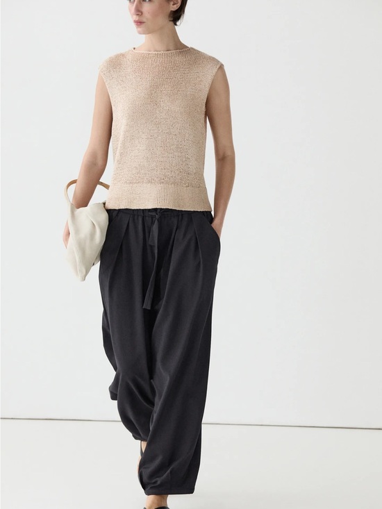 Massimo Dutti Pants - VOLUMINOUS WIDE-LEG PLEATED TROUSERS